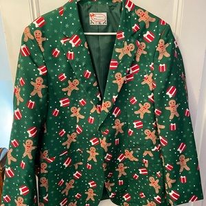 Mens ugly Christmas sweater gingerbread man jacket